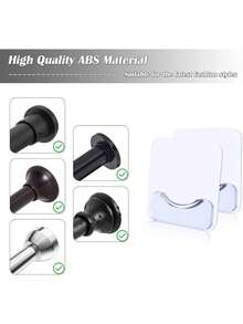 EstiloTendenciaSoporte CalcomaníA Para Cortina De Ducha, 4 Soportes Para Barra De TensióN, Sin Taladrar, Retenedor De Barra Invisible, Soporte De Pared Transparente Para Barra De Cortina De Ducha (Barra NoCalidad PremiumVersióN Mejorada - 1 - Ver 3