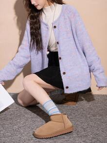 Alicedudu Women's Soft Knit Gentle Casual Cardigan Sweater, Spring - Light Purple - View 1