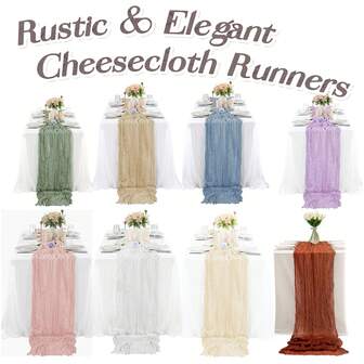 1条/6条/10条装雪纺桌旗，浪漫波西米亚风薄纱褶皱桌旗，适合春夏新娘送礼会、婚礼派对、花园小屋装饰、生日派对、宴会、高端晚宴及各种节日庆典——礼品、海滩、返校季、学习用品