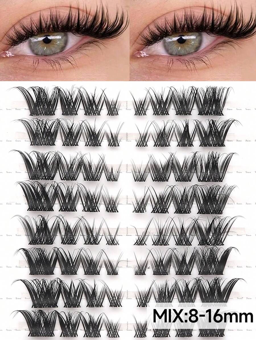 10 pares de pestañas postizas de ojo de gato de aspecto natural con rizo, pestañas transparentes invisibles para cosplay, estilo europeo y americano. - Pestañas Spiky Manga - Ver 1