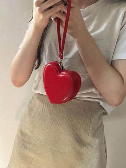 Bolso de mano con forma de corazón, estilo minimalista y lindo para mujer, ideal para el Día de San Valentín