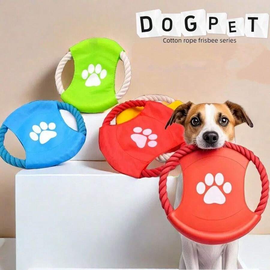 1个防咬狗飞盘 - 小号/中号/大号，互动式接球训练玩具，有助于缓解啃咬问题 - 彩色 - 查看 1