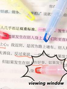 5pcs Double-Headed Fluorescent Highlighter Pens With Visible Window, Suitable For Daily Highlighting, Drawing, Marking, Plastic Material, Suitable For Office, School Supplies, Gifts, Back To School Season - Multicolor - View 6