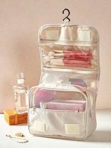 1pc Multi-Functional Travel Toiletry Bag, Hanging Makeup Organizer Pouch, Large Capacity, Portable, Waterproof Cosmetic Brush Storage, Unisex - Multicolor - View 10