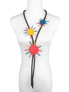 MARLIWOO 1pc Bohemian Style Colorful Floral Accessory Vintage Handmade Fashion Necklace For Women - Multicolor - View 3