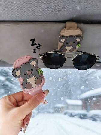 Car Sunshade Storage Clip, Magnetic Kangaroo-Colored Eyeglass Clip For Car Sunshade Storage, Sunglasses Card Holder Made Of Card Paper, Multi-Functional Storage Clip, Small And Convenient, Cute And Charming Car Gift