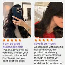 ATOPSKINS 自动卷发造型器 | 沙龙级卷发/直发/柔顺/蓬松造型 | 告别毛躁，打造内卷/外卷发和轻盈刘海 | 圣诞新年礼盒套装 | 适合所有发质，方便旅行携带（居家/日常/约会/派对/沙龙/度假）（黑色）