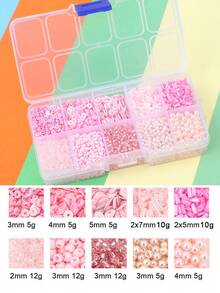 beadia Glass Seed Beads Tube Beads Set, 10 Types Assorted Glass Beads With Sequins For Jewelry Making, Seed Bead Kit For DIY Bracelets, Necklaces, Waist Bead Making Kit Craft Supplies - Hồng - Xem 3