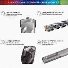 bosch SDS-Plus 4-Pit Round Handle Series 5 Drill Bits, Rotary Hammer Bits Ideal For Applications In Masonry, Brick, Block, Concrete - Multicolor - View 4