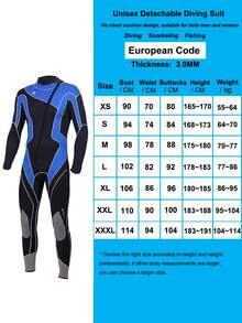 3mm Neoprene Wetsuit, Unisex Warm Diving Suit; Men's Front Zip Surfing Wetsuit; Women's One-Piece Thermal Swimsuit - Blue - View 9