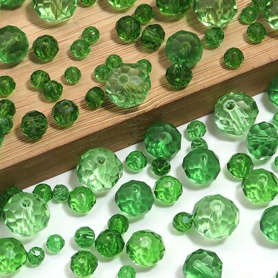 50-200pcs Shiny Austrian Crystal Beads & Green Glass Beads, Fashion Classic Versatile Handmade Jewelry Making DIY Beads, Spacer Beads Suitable For Friendship Bracelets, Earrings, Headpieces, Pendants, Clothing Decorations, Crafts, And Creative Fashion Accessories