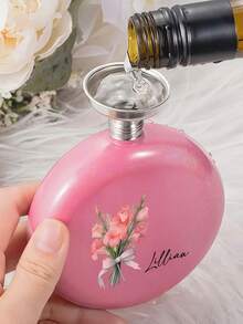 5oz Custom Stainless Steel Mini Hip Flask, Bridesmaid Gift, Personalized Rhinestone Lid Flask, Round Bridesmaid Flask, Customizable Engraved Bridesmaid Invitation Gift - Multicolor - View 8