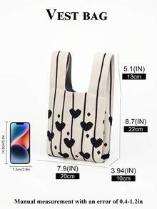 迷你轻便可折叠花卉钩编手提包、单肩包、托特包，时尚百搭，适合拍照、上学、度假、波西米亚风等场合。 - 黑與白 - 查看 2