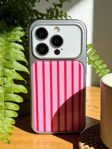 1pc Cute Shiny Striped Neon Color Electroplated Edged Soft TPU Phone Case, Fit For IPhone 17 Pro Max, 17 Pro Air, 16, 15, 14, 13, 12, 11 Pro Max Plus