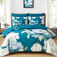 7 Piece Teal Floral Comforter Set Full/Queen/King Size Bed In A Bag,Flowers Printed On Light Comforter Set With Sheets, Soft Microfiber Botanical Bedding Set For Wedding Items,Home Bed Room Decor,Easter Gifts,Mothers Day Gift,All Season - Xanh ngọc lam-0775 - Xem 1
