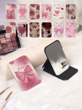 1pc Millennium Series Portable Vanity Mirror, Foldable, Lightweight, Ultra-Thin, Convenient Hand Mirror, Durable PU Leather, Suitable For Multiple Occasions And All People, Foldable Compact Mirror For Carrying