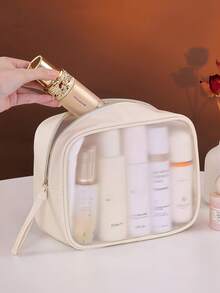 1 chiếc túi đựng mỹ phẩm du lịch đa năng, túi đựng đồ trang điểm di động, túi đựng đồ vệ sinh cá nhân thiết kế trong suốt, túi đựng đồ để bàn dung tích lớn chống thấm nước, thích hợp để sắp xếp và cất giữ mỹ phẩm, nước hoa, son môi, đồ dùng vệ sinh cá nhân và các sản phẩm làm đẹp, vật dụng thiết yếu cho gia đình và du lịch, món quà tuyệt vời cho gia đình, bạn bè và phụ nữ. - Nhiều màu - Xem 8