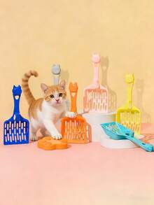 Long Handle Cat Litter Scoop, Litter Box Cleaning Tool, Cat Poop Scooper - Multicolor - View 1