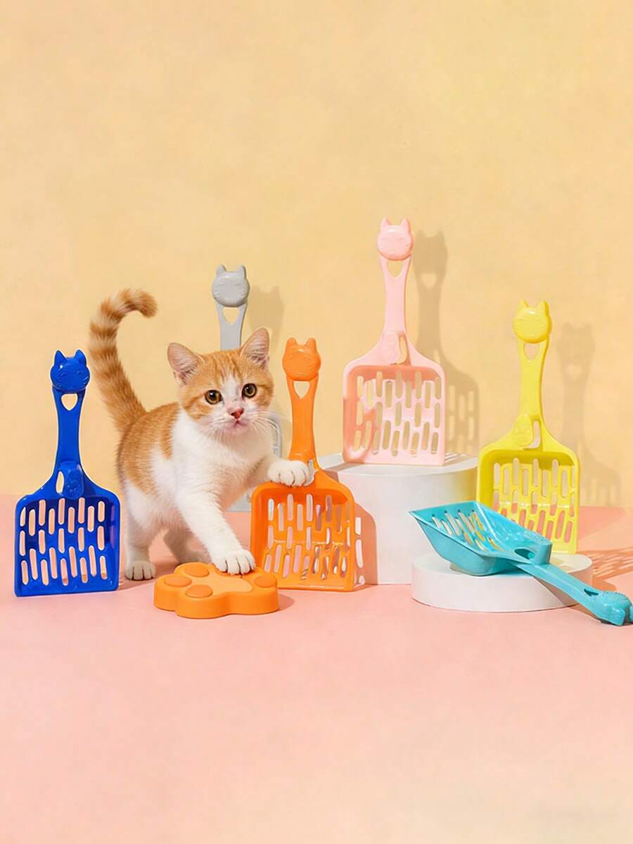 Long Handle Cat Litter Scoop, Litter Box Cleaning Tool, Cat Poop Scooper - Multicolor - View 1