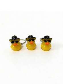 1 pieza Llavero con gafas de sol con forma de pato amarillo, colgante de pato de dibujos animados creativo, accesorio de moda para bolso, llavero, artículo pequeño y lindo - Multicolor - Ver 11