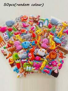 10/30/50pcs Mixed Cute 3D Cartoon Stickers, Reward Stickers, Bubble Stickers, Back To School Gifts - Multicolor - View 13