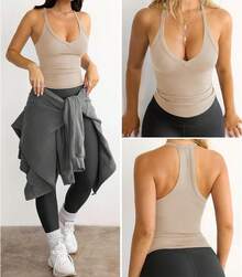 Camisetas Sin Mangas para Mujer, Camisetas Sin Mangas De Verano con Espalda Cruzada para Entrenamiento, Gimnasio, Yoga - rosa - Ver 4