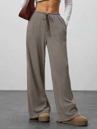 SuofeiMan Women's Mid-Rise Wide Leg Pants, New Autumn/Winter Style, Casual & Comfortable Lounge Pants, Daily Wear, Fashionable