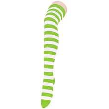 Zando Womens Thigh High Socks Striped High Knee Socks Knee High Socks For Cosplay Long Socks Over The Knee Leg Warmers,OneSize,GreenStripes - 綠色條紋 - 查看 5