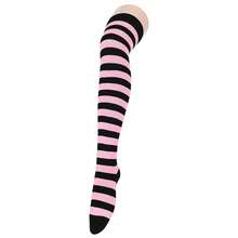 Zando Womens Thigh High Socks Striped High Knee Socks Knee High Socks For Cosplay Long Socks Over The Knee Leg Warmers,OneSize,ABPINKStripes - ABPINKStripes - 查看 4