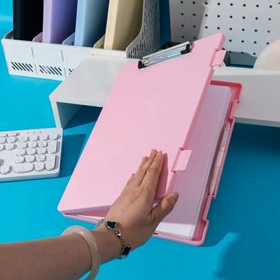 1 Folder Storage Box, Available In Multiple Colors, Suitable For Storing Test Papers, Documents, Receipts, Etc., Suitable For Various Scenarios Such As Offices, Schools, Etc