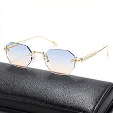 Modische metallrandlose Farbverlauf Polygon Brille, luxuriöse ozeanische Farbe Unisex Brillen - Verschiedenfarbig - Übersicht 10