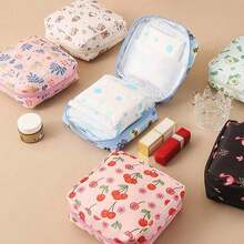 1pc Sanitary Napkin Storage Bag With Zipper, Portable Tampon Bag, Small And Cute Menstrual Pad Bag, Multi-Functional Travel Storage Bag, PU Waterproof Material, With Cute Patterns, Suitable For Storing Women's Personal Care Products. - Nhiều màu - Xem 6