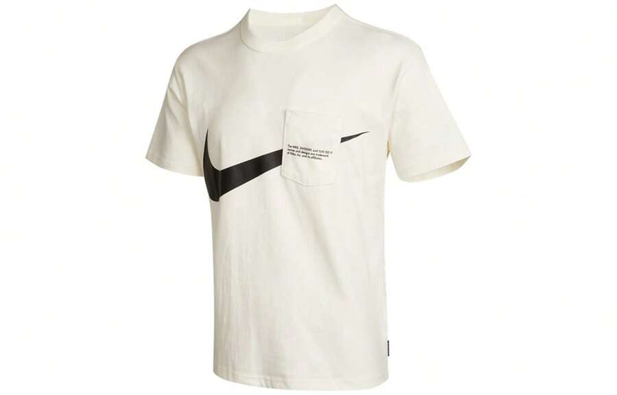 Nike Sportswear Swoosh Pocket Letter Print Crew Neck Short Sleeve T-Shirt - White - View 1