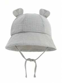 1pc Unisex Baby Cute Ear Solid Color Simple Breathable Comfortable Casual Versatile Sun Visor Bucket Hat - 1PC - View 12