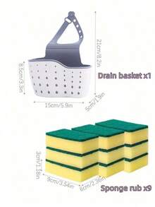 1pc Sink Hanging Drain Basket With Silicone Storage Box, Adjustable Shoulder Strap Drain Rack, Sponge Holder, Faucet Hanging Basket, Kitchen Storage Bag, Perfect For Storing Sponges And Rags In The Kitchen - Beige - View 6
