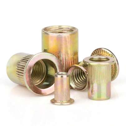 Vmuter Rivet Nuts, 100Pcs M5 Rivet Nuts,Zinc Plated Finish Carbon Steel Flat Head Rivnut Threaded Insert