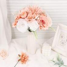 [Free Shipping]Artificial Flowers Combo Box Set Artificial Bouquets Wedding Flowers For Centerpieces Faux Flowers With Stems Peach Roses Artificial Flowers For Decor - 桃粉色 - 查看 5