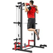 SPORTNOW Multi-Function Power Rack, Cable Crossover Machine With Pull Up Bar, Lat Pull Down System, Squat Rack, Barbell Bar, Landmine, Plate Storage Posts, For Home Gym Workout - Black - View 9
