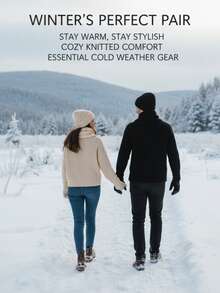 3pcs Solid Color Minimalist Dopamine Color Series Winter Warm Set, Hat + Scarf + Gloves Combo, Unisex Outdoor Casual Suit, Thoughtful Gift For Valentine's Day Vacation Outfits - Solid Color Three-piece Set - View 5