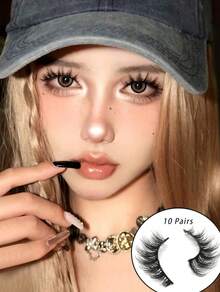 10 Pairs Of DD Russian Curl Holiday Eyelashes, High Curl, Thick And Bold Full Eyelash Extension - Black - View 2