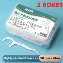 1/2/3/5/10 Caja de hilo dental desechable portátil, palillo de dientes de plástico, palo de hilo dental de alta tensión, caja de hilo dental﻿Cuidado bucal - 2 cajas - Ver 1