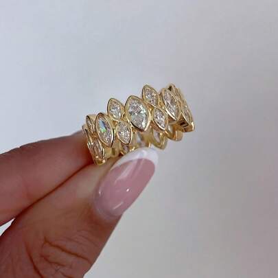 1 Stück klassischer, eleganter, mehrschichtiger Zirkonia 925 Sterling Silber Ring, charmanter, vintage europäischer & amerikanischer Stil Damenring, geeignet für Bälle, Zusammenkünfte und Partys, elegantes Schmuckgeschenk für Frauen