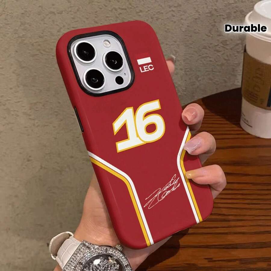 An F1 Racing Product Featuring Charles Leclerc No. 16, Double-Layer Durable Film Phone Case Designed For Durability And Drop Resistance, Compatible With IPhone Models 17, 16, 15, 14, 13, 12, 11, 8, 7, X, XS, XR, Plus, Air, Pro, Max, Mini, SE2 - 1 cái - Xem 1