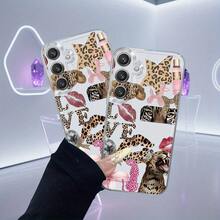 Diseño de funda de teléfono  completamente envuelta para for  S25/S24/S23/S22/S21 Ultra, Plus, FE y A10/A12/A13/A14/A15/A16/A20/A22/A23/A24/A25/A30/A33/A34/A35/A52/A53/A50/A54/A72/A73/M10S/NOTE10/NOTE20, estilo leopardo chic - transparente - Ver 4