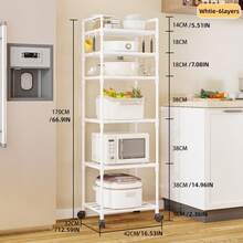 1 Stück Küchenregal, mehrstöckiges bodenstehendes Mikrowellen-/Topfregal, multifunktionales Aufbewahrungsregal mit Rollen für Zuhause, Badezimmerregal - Verschiedenfarbig - Übersicht 13