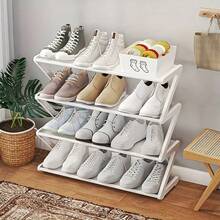 1pc 4-Tier Z-Shaped Shoe Rack, Plastic Floor Standing Storage Shelf, Multi-Function High Capacity Storage Rack, Easy Assembly Floor Organizer, Suitable For Living Room, No Tools Required, Stackable, Essential For Home And Dorm, Space Saving, Home Storage For Shoes, Boots, Miscellaneous, Applicable To Hallway, Wardrobe, Living Room, Bedroom - Multicolor - View 15