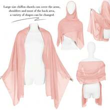 P Pothuiny Women Chiffon Sheer Shawl Wraps For Evening Dresses, 79inchx24inch Lightweight Soft Chiffon Scarfs Wedding Party Bridal,79inchx24inch,BlushPink - 腮紅粉 - 查看 5