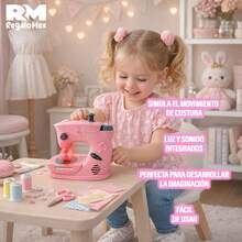 Juguete Maquina De Coser Luz, Movimiento y Sonido Realista, Electrodoméstico de Juguete para Niñas - Rosa - Ver 7