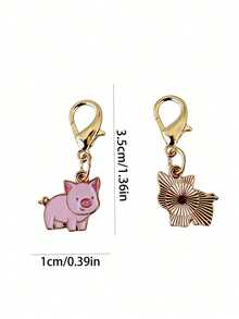 6个迷你粉色小猪钥匙扣，可爱甜美的小猪挂件，礼物吊坠，男女通用钥匙扣，情人节礼物，粉色情人节配饰，送给她的可爱小礼物 - 彩色 - 查看 8