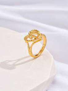 1pc Vintage Creative 26 Letter Adjustable Ring, European And American Style, Suitable For Couples - Yellow Gold - View 11
